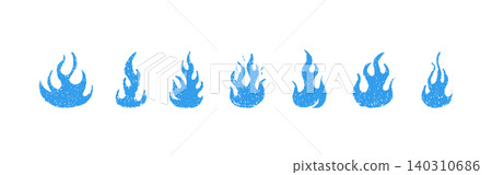 Crayon fire or flame. Hand drawn blue flame with grunge texture. Vector illustration Crayon fire or flame. Hand drawn blue flame with grunge texture. Vector illustration 140310686