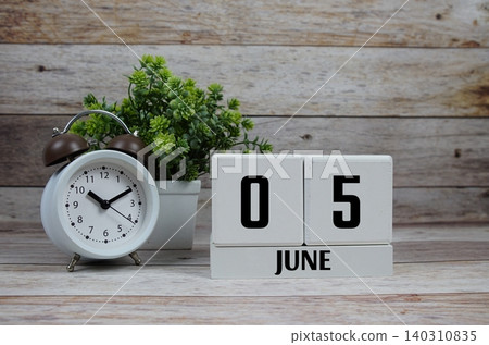 Wooden Calendar Showing the Date of June 5th. Day 5 of June Month Wooden Calendar Showing the Date of June 5th. Day 5 of June Month 140310835