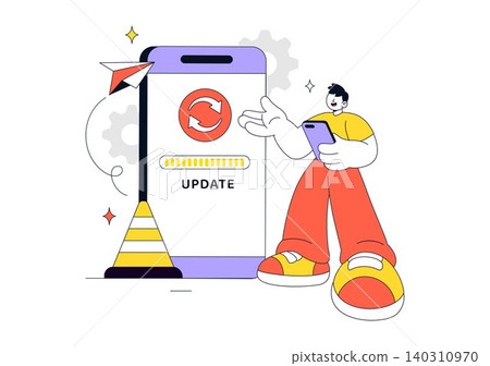 App Update Vector Illustration Featuring Mobile Software Upgrade, System Maintenance, Application Refresh, and Smartphone Update Process App Update Vector Illustration Featuring Mobile Software Upgrade, System Maintenance, Application Refresh, and Smartphone Update Process 140310970