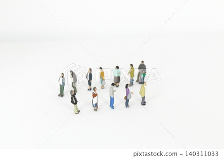 Miniature people in a queue Miniature people in a queue 140311033