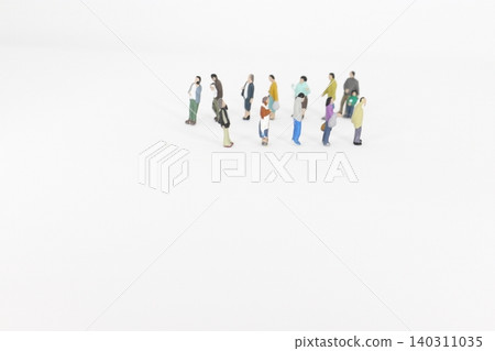 Miniature people in a queue Miniature people in a queue 140311035