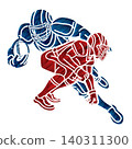 Group of American Football Players Mix Action Cartoon Sport Team Graphic Vector 140311300