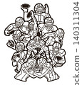Group of American Football Players Mix Action Cartoon Sport Team Graphic Vector 140311304