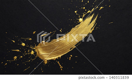 A Japanese-style background featuring dynamic, diagonal gold brushstrokes and shimmering splashes on jet-black washi paper. A Japanese-style background featuring dynamic, diagonal gold brushstrokes and shimmering splashes on jet-black washi paper. 140311839