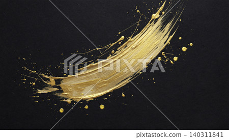 A Japanese-style background featuring dynamic, diagonal gold brushstrokes and shimmering splashes on jet-black washi paper. A Japanese-style background featuring dynamic, diagonal gold brushstrokes and shimmering splashes on jet-black washi paper. 140311841