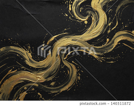 A cool background featuring a flowing water pattern in gentle golden curves on jet-black Japanese paper. A cool background featuring a flowing water pattern in gentle golden curves on jet-black Japanese paper. 140311872