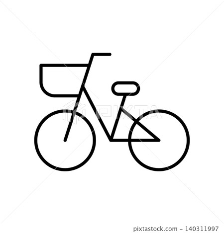 A simple bicycle icon with a basket. A simple bicycle icon with a basket. 140311997