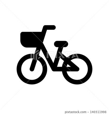 A simple bicycle icon with a basket. A simple bicycle icon with a basket. 140311998