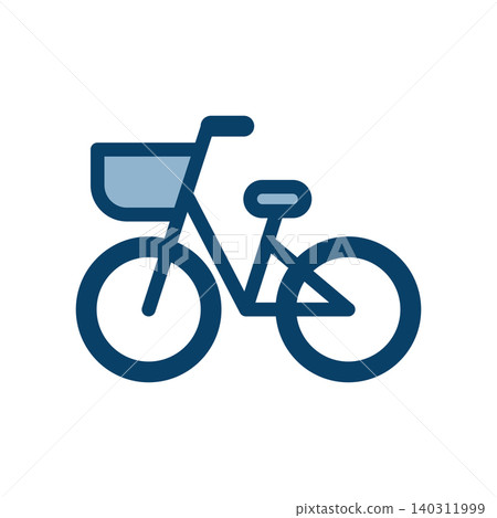 A simple bicycle icon with a basket. A simple bicycle icon with a basket. 140311999