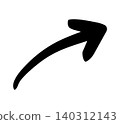 Hand-drawn arrow pointing diagonally upwards to the right, black 140312143
