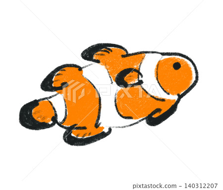 A hand-drawn style illustration of a clownfish A hand-drawn style illustration of a clownfish 140312207