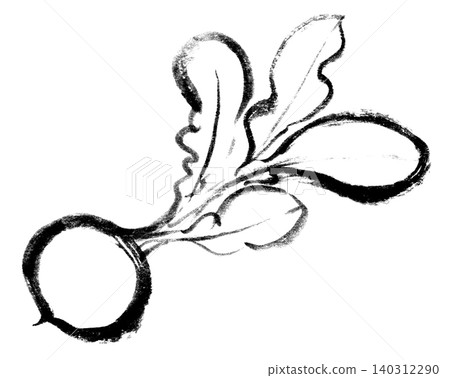 Ink painting, sumi-e (ink painting), radish Ink painting, sumi-e (ink painting), radish 140312290