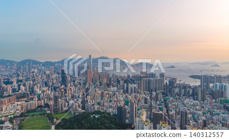 May 29 2022 a Kowloon skyline dense urban panorama 140312557