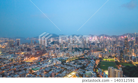 May 29 2022 illuminated with dense urban buildings, Hong Kong May 29 2022 illuminated with dense urban buildings, Hong Kong 140312591