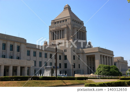 The exterior of the Japanese National Diet Building, the Kokkaigijido, located in Nagatacho Tokyo Japan 140312650