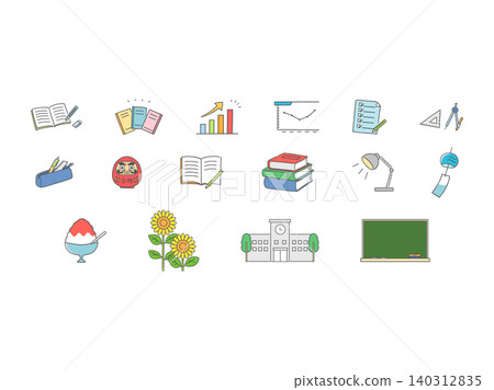 Summer study icon set Summer study icon set 140312835