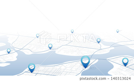 Concept of your location on map. Navigation to poi. Simple scheme of isometric city. Location tracks dashboard. Generic city map with signs of streets, roads, house. Vector illustration, background Concept of your location on map. Navigation to poi. Simple scheme of isometric city. Location tracks dashboard. Generic city map with signs of streets, roads, house. Vector illustration, background 140313024