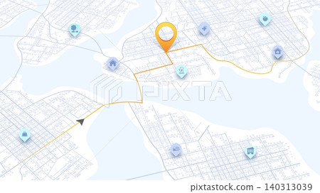 Abstract navigation plan highlights including city streets, blocks. Editable vector illustration. Isometric map background. Transportation, roads. Digital art. Editable vector illustration Abstract navigation plan highlights including city streets, blocks. Editable vector illustration. Isometric map background. Transportation, roads. Digital art. Editable vector illustration 140313039