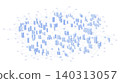 Urbanization concept, cityscape on map with interconnected lines. Encompasses the growth of urban areas. Reflects population concentration, the increasing interconnectedness of urban spaces. Vector 140313057