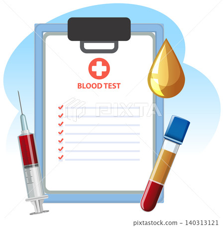 Medical Blood Test Checklist with Syringe and Sample Tube Medical Blood Test Checklist with Syringe and Sample Tube 140313121