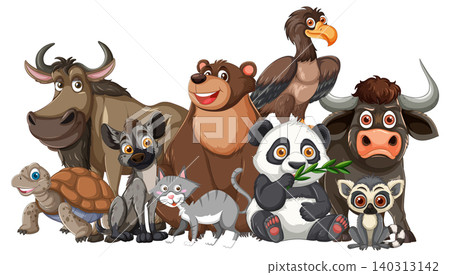 Group of Cartoon Wild Animals in Colorful Vector Style Group of Cartoon Wild Animals in Colorful Vector Style 140313142
