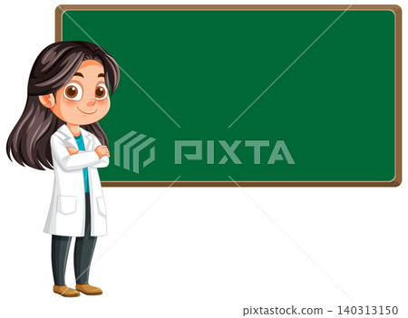 Scientist Teaching in Front of Chalkboard 140313150