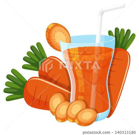 Fresh Carrot Juice in Glass with Sliced Carrots 140313180