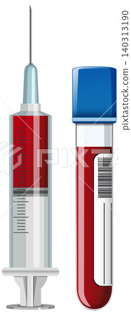 Syringe with Blood and Medical Test Tube Illustration Syringe with Blood and Medical Test Tube Illustration 140313190