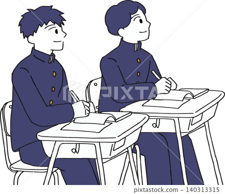 一幅插圖(兩種顏色,簡潔),描繪了兩個國中男生努力學習準備高中入學考試並參加補習班的情景。 一幅插圖(兩種顏色,簡潔),描繪了兩個國中男生努力學習準備高中入學考試並參加補習班的情景。 140313315