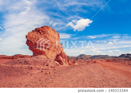 Rocky mountain desert. Mushroom and a half in Timna Park, Israel 140313384