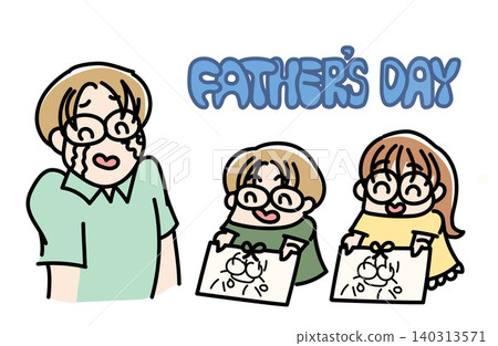 Illustration of a brother and sister giving a portrait as a Father's Day gift | Family, gratitude, June image material Illustration of a brother and sister giving a portrait as a Father's Day gift | Family, gratitude, June image material 140313571