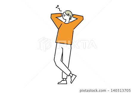 一位女子心情輕鬆愉快地哼著小曲。 一位女子心情輕鬆愉快地哼著小曲。 140313705