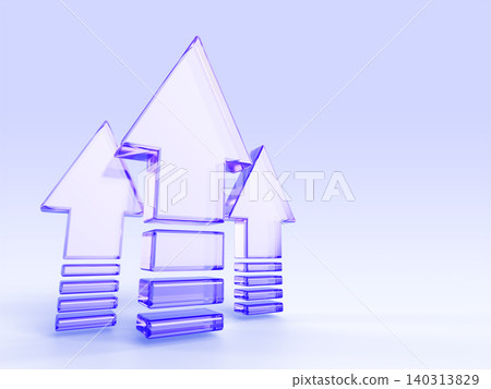 Glass holographic arrows growing up. Financial success, speed lines effect on light blue 3d background. Modern upward graphic, market rise, stock progress metrics, business strategy. 3D illustration Glass holographic arrows growing up. Financial success, speed lines effect on light blue 3d background. Modern upward graphic, market rise, stock progress metrics, business strategy. 3D illustration 140313829