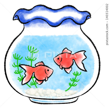 一幅水彩風格的插圖,描繪了兩條紅色金魚在金魚缸裡遊動的場景。 一幅水彩風格的插圖,描繪了兩條紅色金魚在金魚缸裡遊動的場景。 140314002