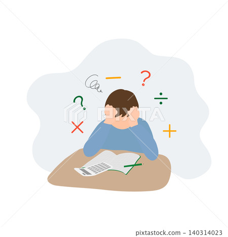 計算能力差的孩子:小學生在數學學習中掙扎的畫面。 計算能力差的孩子:小學生在數學學習中掙扎的畫面。 140314023
