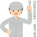 A man in work clothes holding a tool 140314052