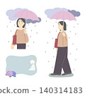 A smiling woman walking in the rain with an umbrella. 140314183