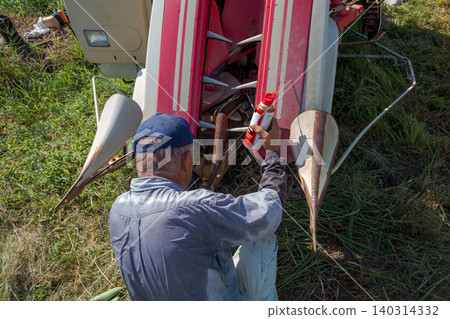 combine, combine harvester, rice harvesting 140314332