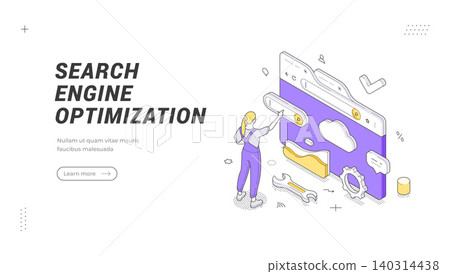 Search Engine Optimization Digital Marketing Isometric Web Banner Template Vector Illustration Search Engine Optimization Digital Marketing Isometric Web Banner Template Vector Illustration 140314438