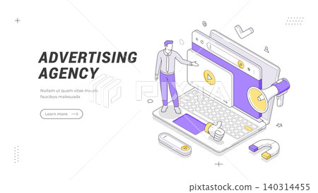 Creative Advertising Agency Digital Marketing Strategy Isometric Banner Template Vector Illustration Creative Advertising Agency Digital Marketing Strategy Isometric Banner Template Vector Illustration 140314455