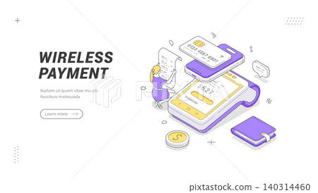 Wireless Payment Concept For Digital Finance Isometric Banner Vector Illustration Template Wireless Payment Concept For Digital Finance Isometric Banner Vector Illustration Template 140314460