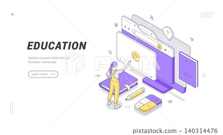 Online Education Concept Isometric Vector Illustration For Web Banner Template Online Education Concept Isometric Vector Illustration For Web Banner Template 140314476