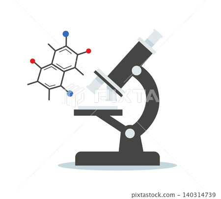 Microscope with Chemical Molecular Structure in Science Laboratory Microscope with Chemical Molecular Structure in Science Laboratory 140314739