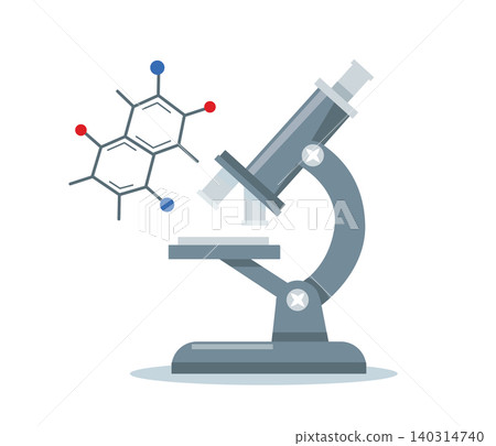 Microscope with Chemical Molecular Structure in Science Laboratory Microscope with Chemical Molecular Structure in Science Laboratory 140314740