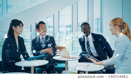 Group of multinational business people meeting and digital network 140314862