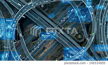 Urban Transportation and Digital Technology ITS MaaS Drone Aerial Photography 140314895