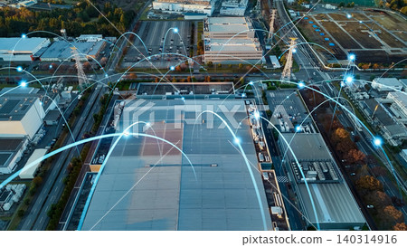 Industrial area and communication network - drone aerial photography Industrial area and communication network - drone aerial photography 140314916