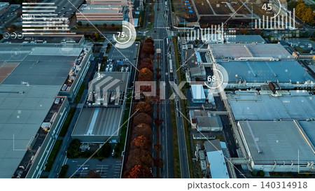 Industrial areas and statistical data: drone aerial photography Industrial areas and statistical data: drone aerial photography 140314918