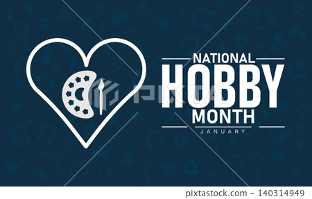 National Hobby Month Poster Banner and Background Design Template Featuring Creative Craft Tools Art Supplies and DIY Illustration for Leisure Activity Inspiration Personal Interests 140314949