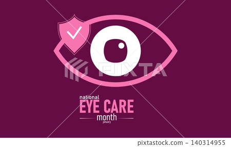 National Eye Care Month Poster Banner and Background Design Template with Eye Icon Vision Check Glasses and Medical Illustration for Vision Health Awareness Optometry Prevention and Eye Protection 140314955